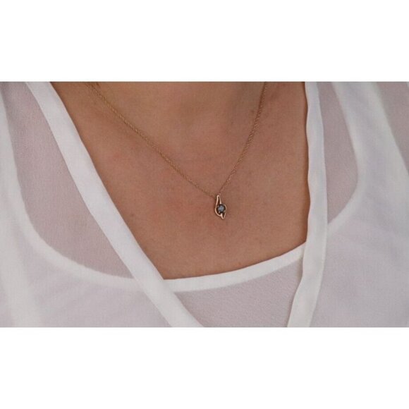 Pendant Only 14k Yellow Gold Natural Blue Topaz and Diamond Pendant - Picture 2 of 5